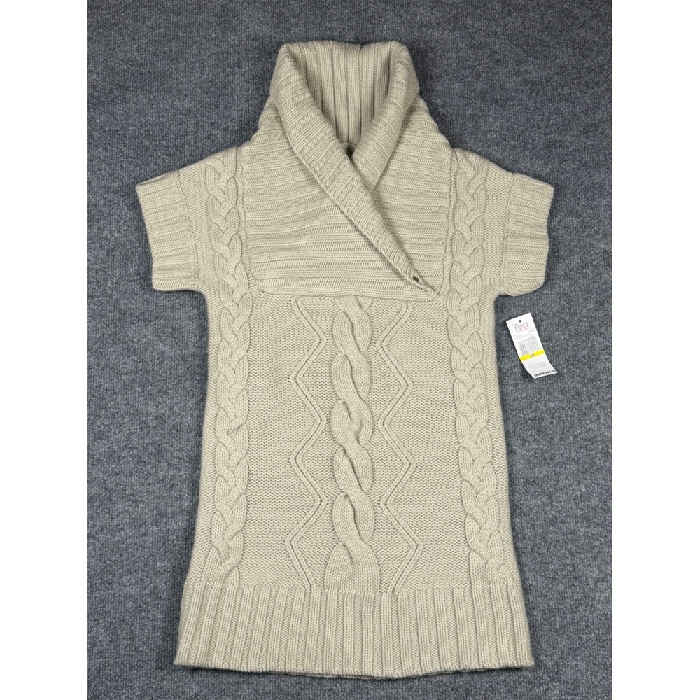Red by Marc Ecko Twisted Sweater Dress Women Medium Cement Beige NWT ERO34023